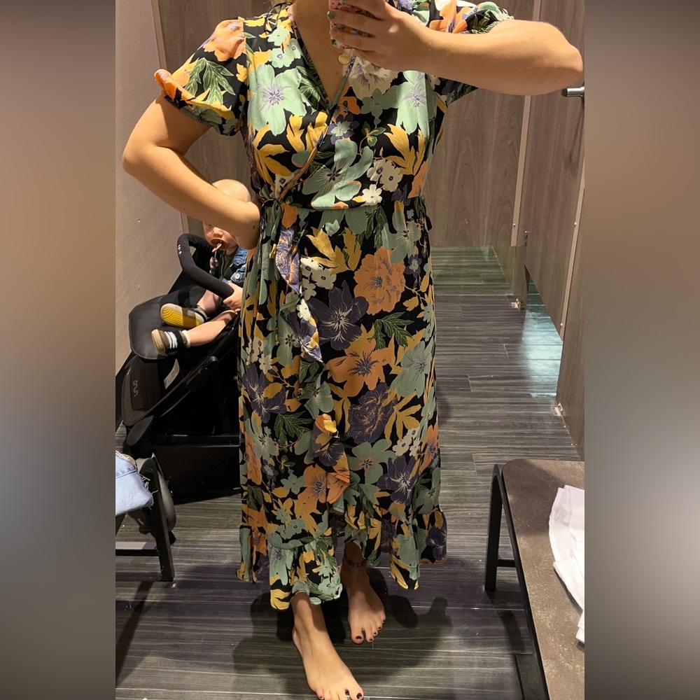 Sienna Sky Floral Ruffle Midi Dress